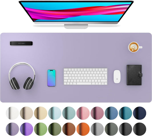Aothia Leather Desk Pad - Protector and Blotter, Mouse Pad and Office Mat, Non-Slip PU Leather Laptop Desk Pad, Waterproof Writing Pad for Office and Home (36" x 17", Lavender)