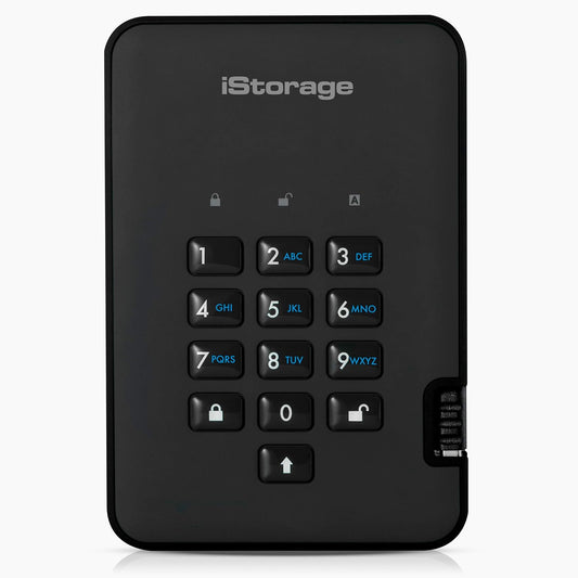 iStorage diskAshur2 HDD 1TB Black - Secure portable hard drive - Password protected - Dust & water resistant - Hardware Encryption