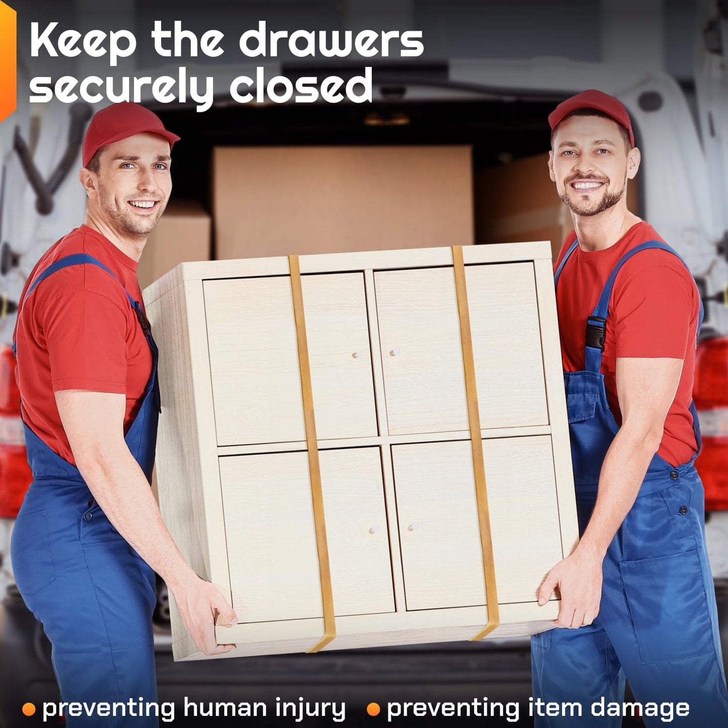 IDL Packaging 56" Strong, Elastic & Flexible Rubber Bands, Pack of 8, Beige - 2X Elasticity, 80% Natural Rubber - Extra Strong Mover Bands for Furniture, Boxes, Moving Blankets