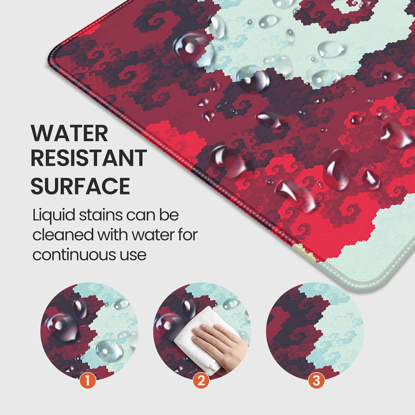 35.4 x 15.7 inches, Large Desktop Mouse pad, Keyboard and Mouse Pads for Work and Home Computers, and Large Laptop Mouse mat，Red and Blue Pixels