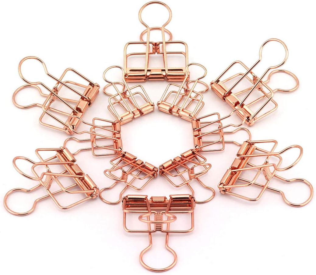 40-Pack Multi-purpose Metal Wire Binder Clip Set,20pcs 2.25 Inch & 20pcs 1.57 Inch Paper Metal Clips,for Home Office Supplier School Accessories - Rose Gold