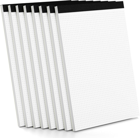 Dot Grid Journal Notepad 8.5 x 11, 8 Pack, Dotted Grid Paper Note Pads 8.5" x 11", White Dotted Journal 8-1/2 x 11, 30 Sheets, 1/5" Dot Spacing Paper Writing Pads for Sketching, Drawing, 30 Sheets/Pad