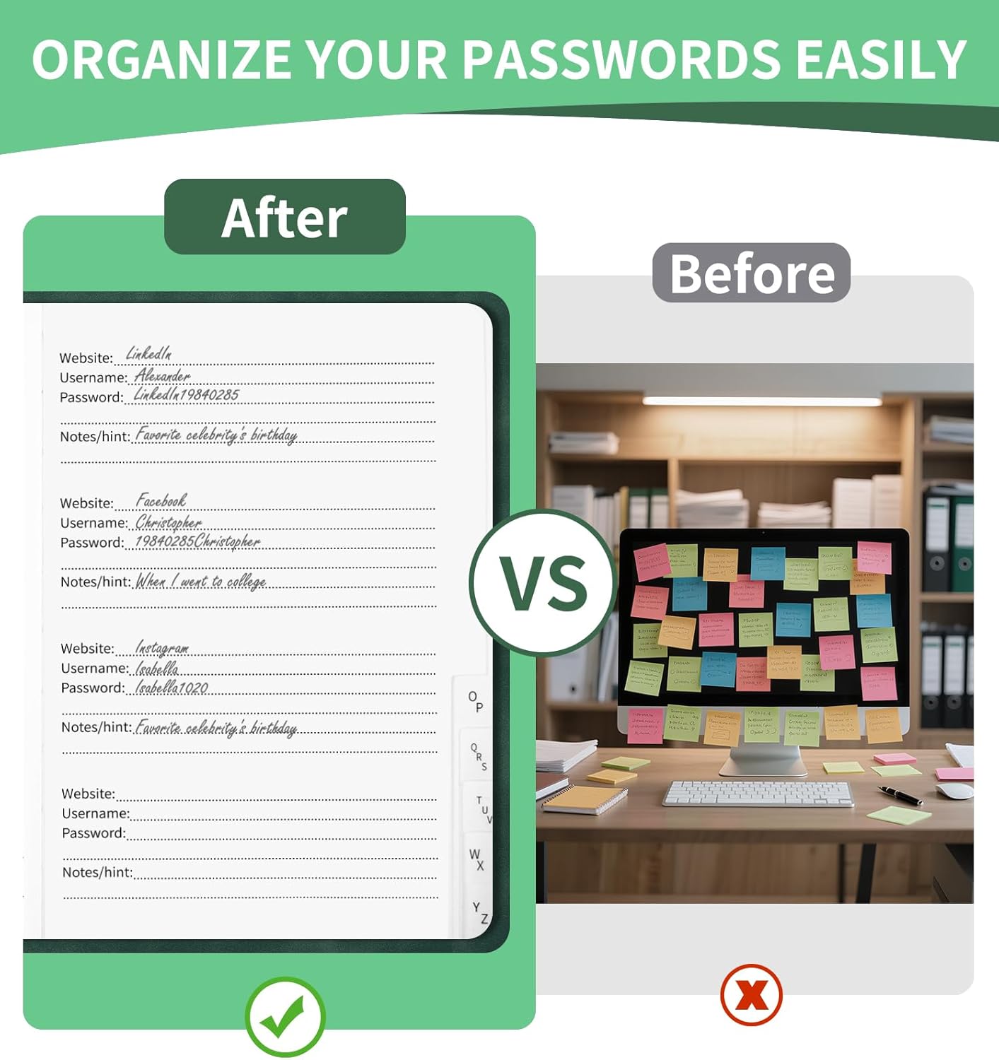 Password Book with Alphabetical Tabs, 4.5"x5.9"Small Pocket Password Keeper Book, 160 Pages/100GSM Hardcover Notebook, Password Organizer for Internet Website Address Login