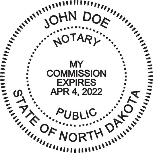 Round Notary Stamp for State of North Dakota- Self Inking Stamp - Top Brand Unit with Bottom Locking Cover for Longer Lasting Stamp - 5 Year Warranty