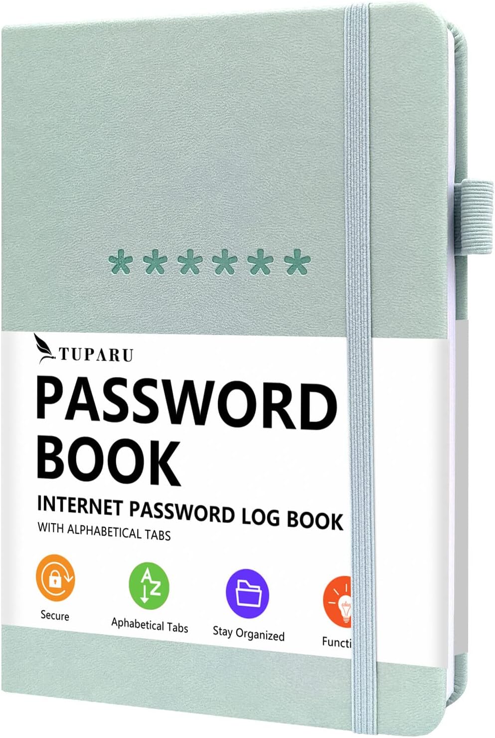 Password Book with Alphabetical Tabs – Hardcover Internet Address & Password Organizer – Password Keeper Notebook for Computer & Website – 5.2 x 7.6" Log-in Password Journal w/ Thick Paper (Mint Green)