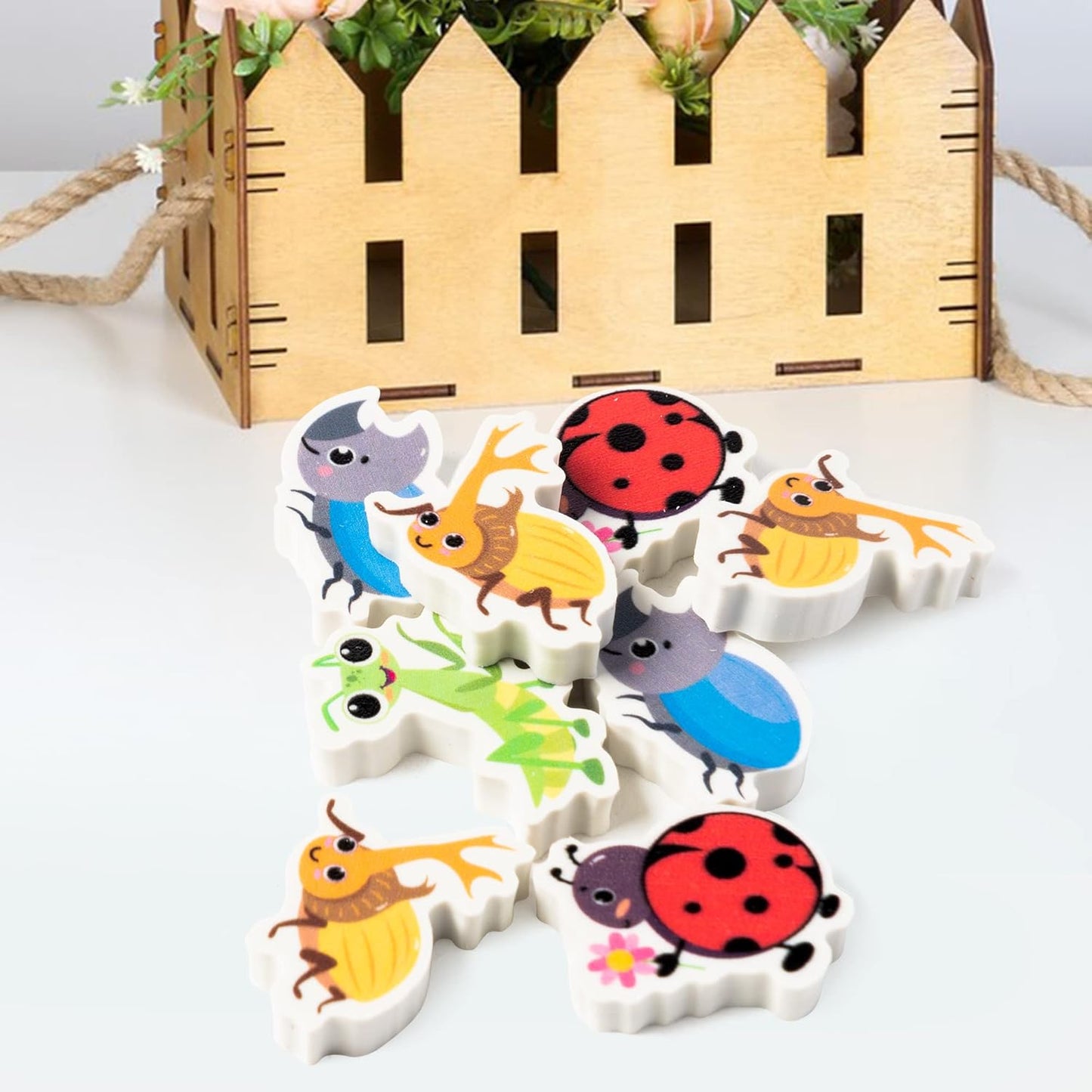 ANGOLIO 60Pcs Mini Eraser for Kids Bulk Insects Assorted Summer Pencil Eraser Cute Puzzle Erasers Desk Pet Classroom Prizes Student Back to School Supplies Homework Rewards Gift Filling Party Favors
