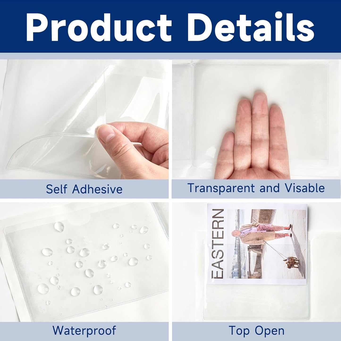 36Pcs Adhesive 3" x 4" Index Card Pockets, Clear Label Holders with Top Open for Loading, Plastic Pocket Sleeves for Organizing Storage Bins, Library Cards, Shelves