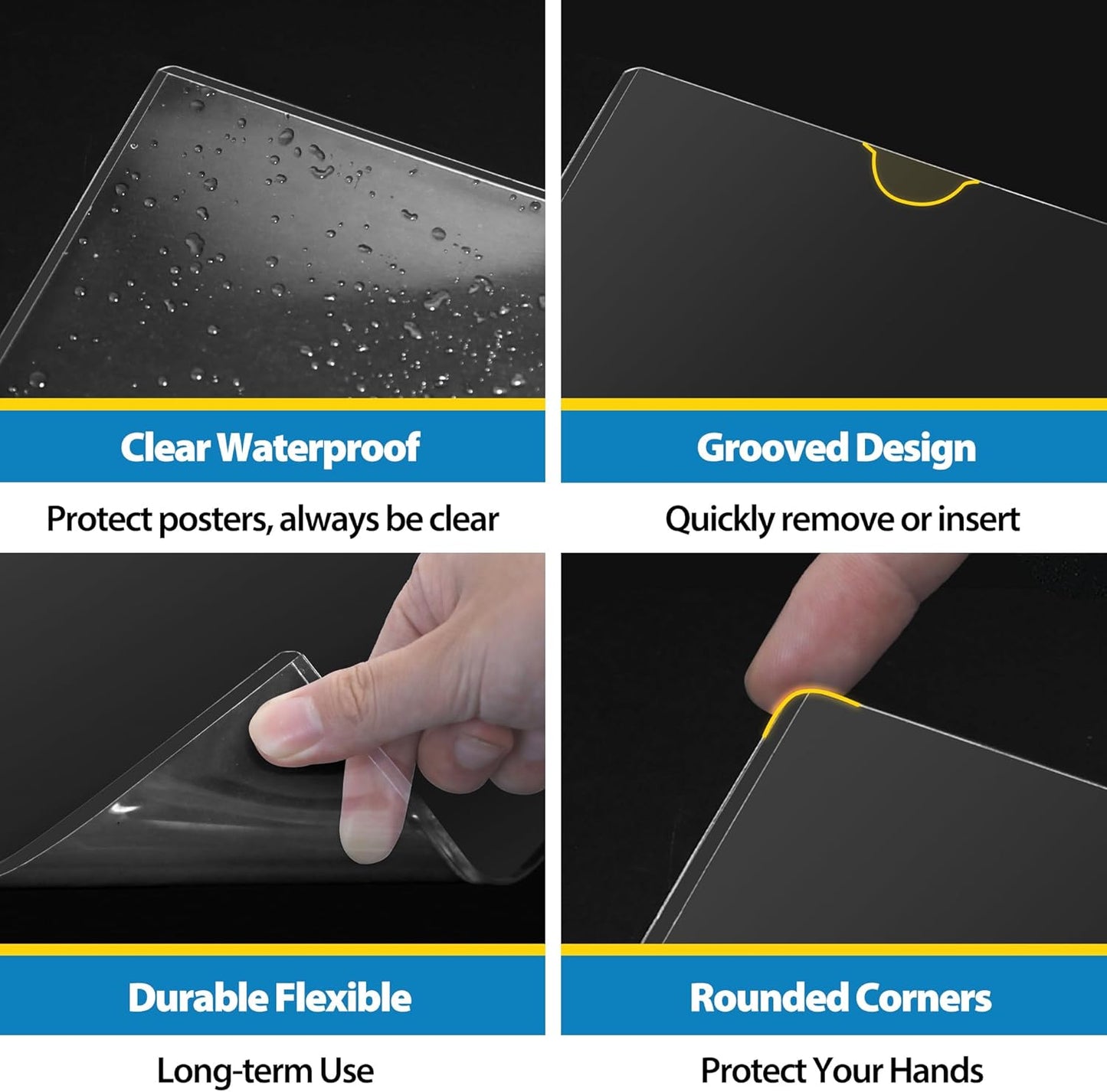 Magnetic Sign Holder 8.5 x 11 Wall Sign Holder 5Pack, Rigid Plastic Door Sign Holder Magnetic Frame with Magnetic Tapes and Adhesive Tapes, Adhesive Display Frame for Fridge Window Wall Display