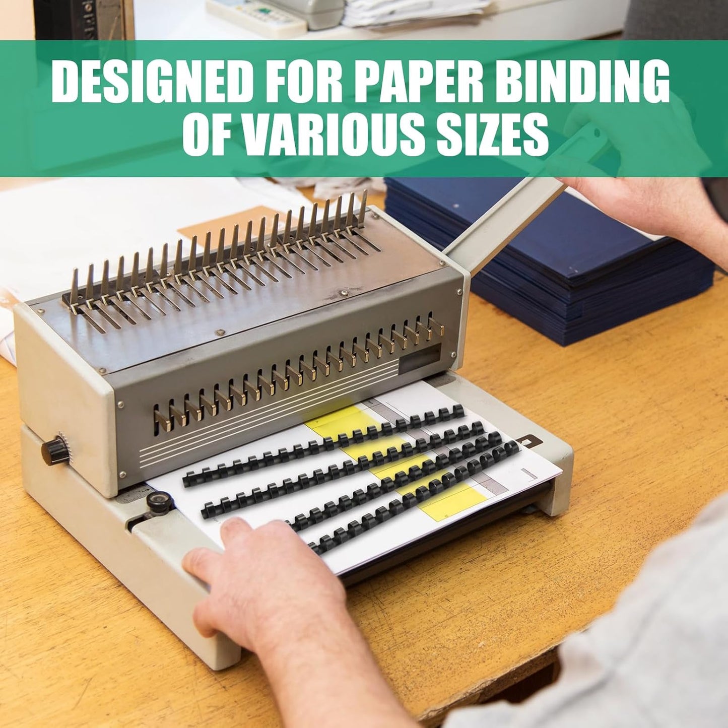 Maitys 300 Pcs Plastic Binding Combs Bulk 19 Ring Comb Spines Letter Size Spiral Binding for Notebook Calendar Picture(1/2 Inch,Black)