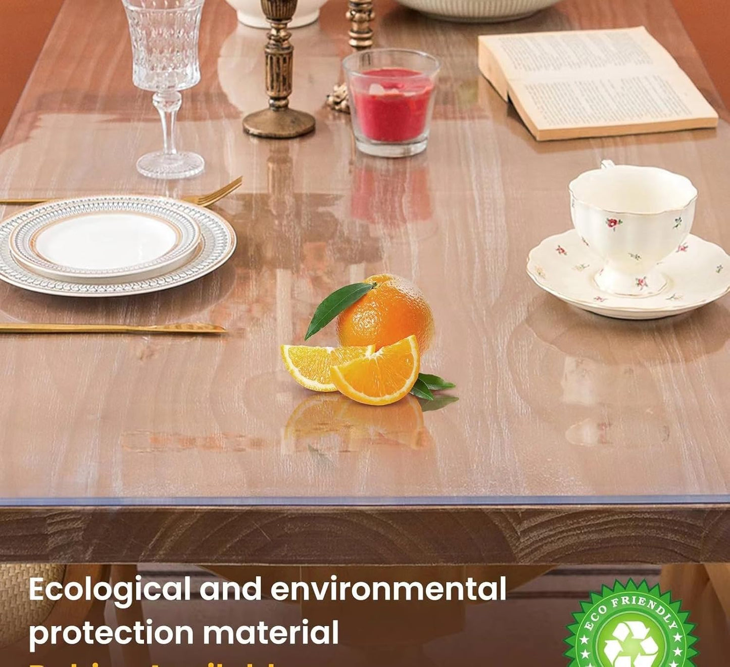 Clear Table Cover Protector, 32 x 92 Inch Table Protector for Dining Room Table, 1.5mm Thick Clear Plastic Table Cover, Table Pad Mat for Kitchen, Writing Desk Pad for Desktop