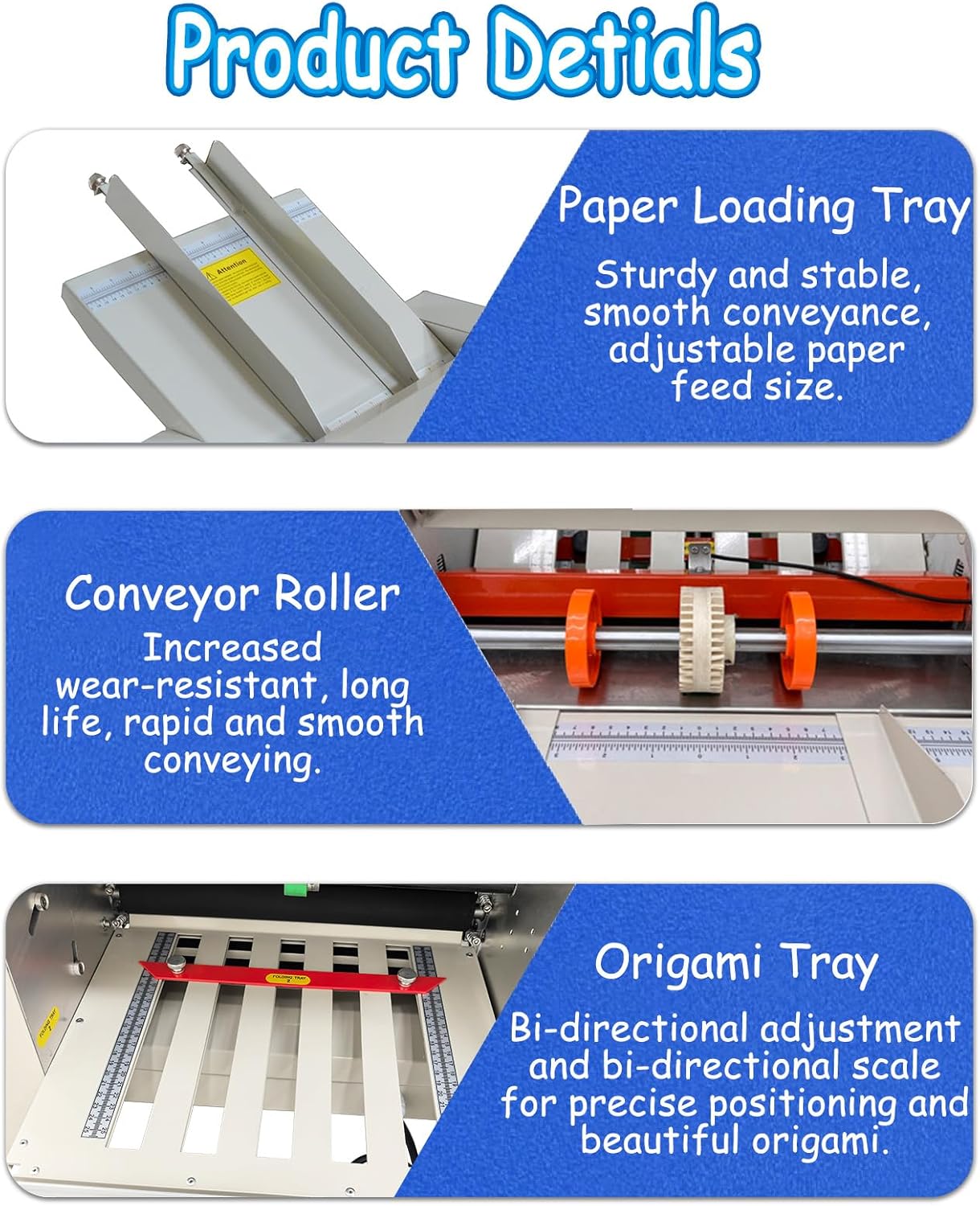 Digital Paper Folder 110V, Automatic Document Folding Machine w/ 2 Trays, Electronic Counter, Adjustable Speed (262ft/min Max), Desktop Paper Folding Machine for Manuals, Docs, Letters