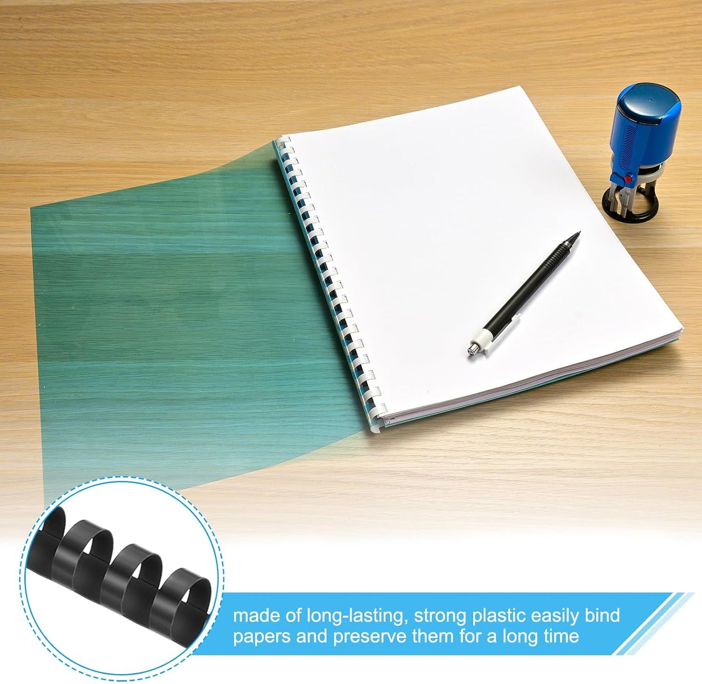 PATIKIL 38mm (1-1/2") Plastic Binding Combs, 50 Pcs 21 Rings Comb Binding Spines 310 Sheet Capacity Letter Size for Binding Paper Sheets Notebook Calendar Picture Album, White