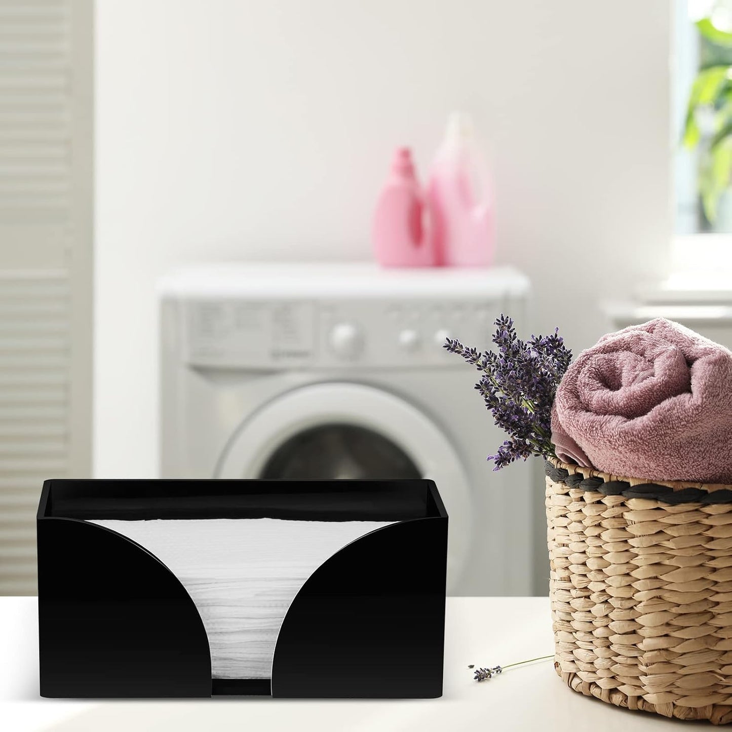 2Pack Paper Towel Dispenser Countertop, Black Acrylic Paper Towel Holder for Bathroom Folded Paper Towel Dispenser Clear Trifold Napkin Holder for Z-fold, C-fold, MultiFold Trifold - Home Kitchen