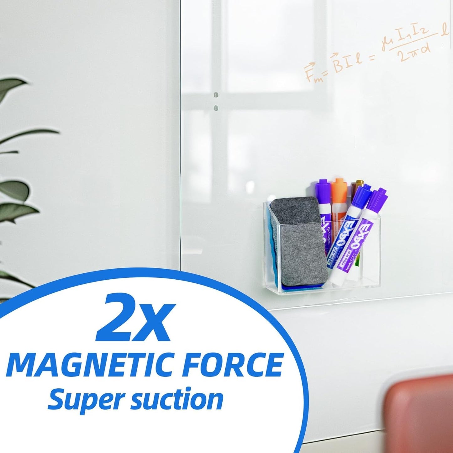 Simetufy Magnetic Pen Holder, Magnetic Dry Erase Marker Holder, magnetic pen holder for refrigerator, whiteboard , Pens, Pencils, Non-slip Acrylic Magnetic Marker Holder- Transparent, 1 Pack