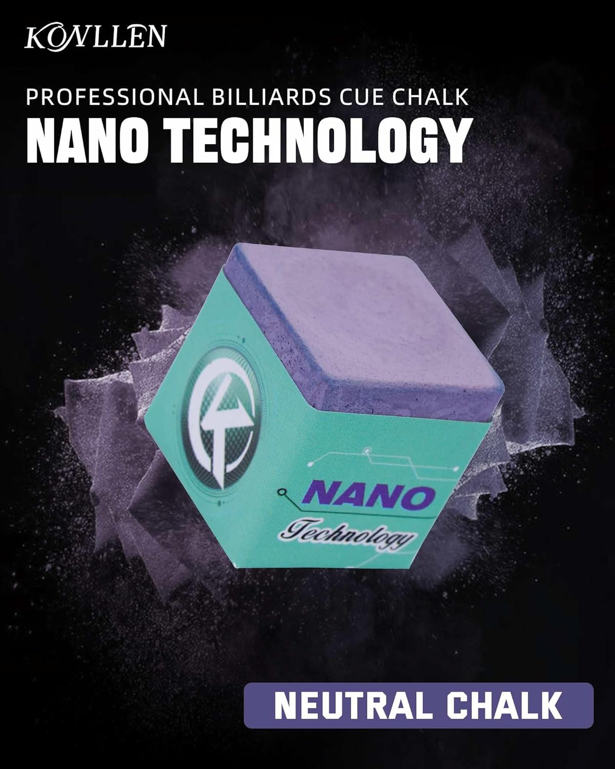 KONLLEN Pool Cue Chalk Nano Technology Billiard Chalk for Professional Tournament Dedicated Pool Chalk (Outstanding Performance, Reduce Miscue, Durable)