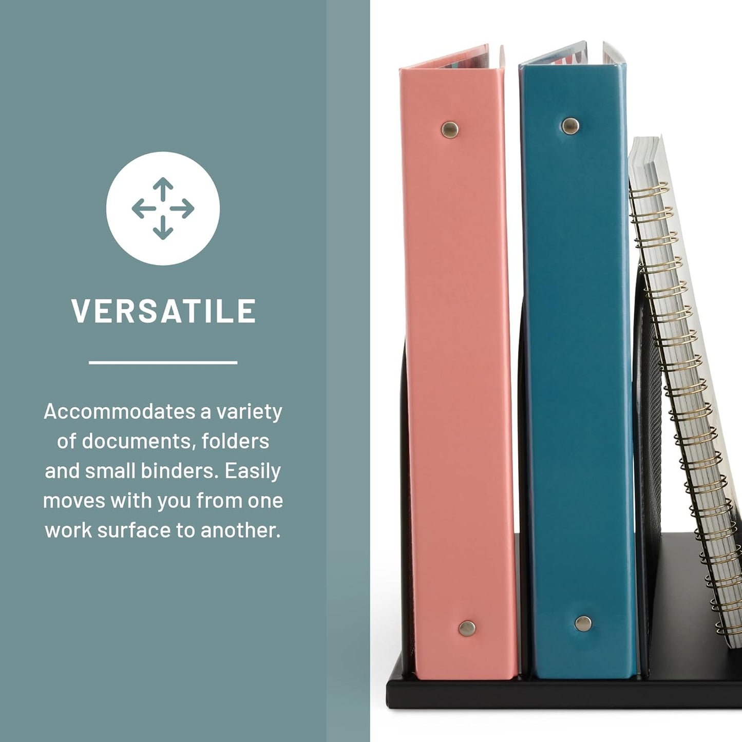 Safco Onyx Desk Organizer, 5 Tiered Vertical Compartments, Office and Classroom Mailbox , Paper and Mail Sorter, Steel Mesh, Black