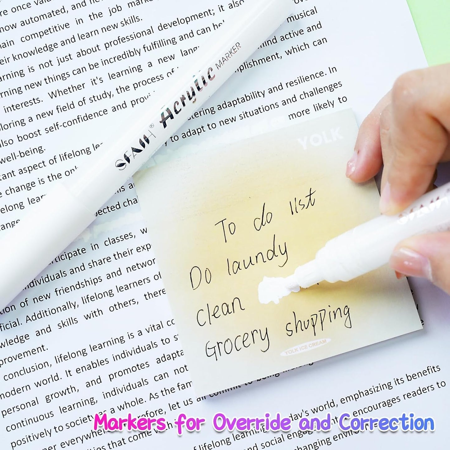 SFAIH White Paint Markers Pens - 4 Pack 0.7MM Fine Tip Acrylic White Permanent Markers for Adding Highlights on Rocks, Black Paper Sketching, DIY Canvas Art Details