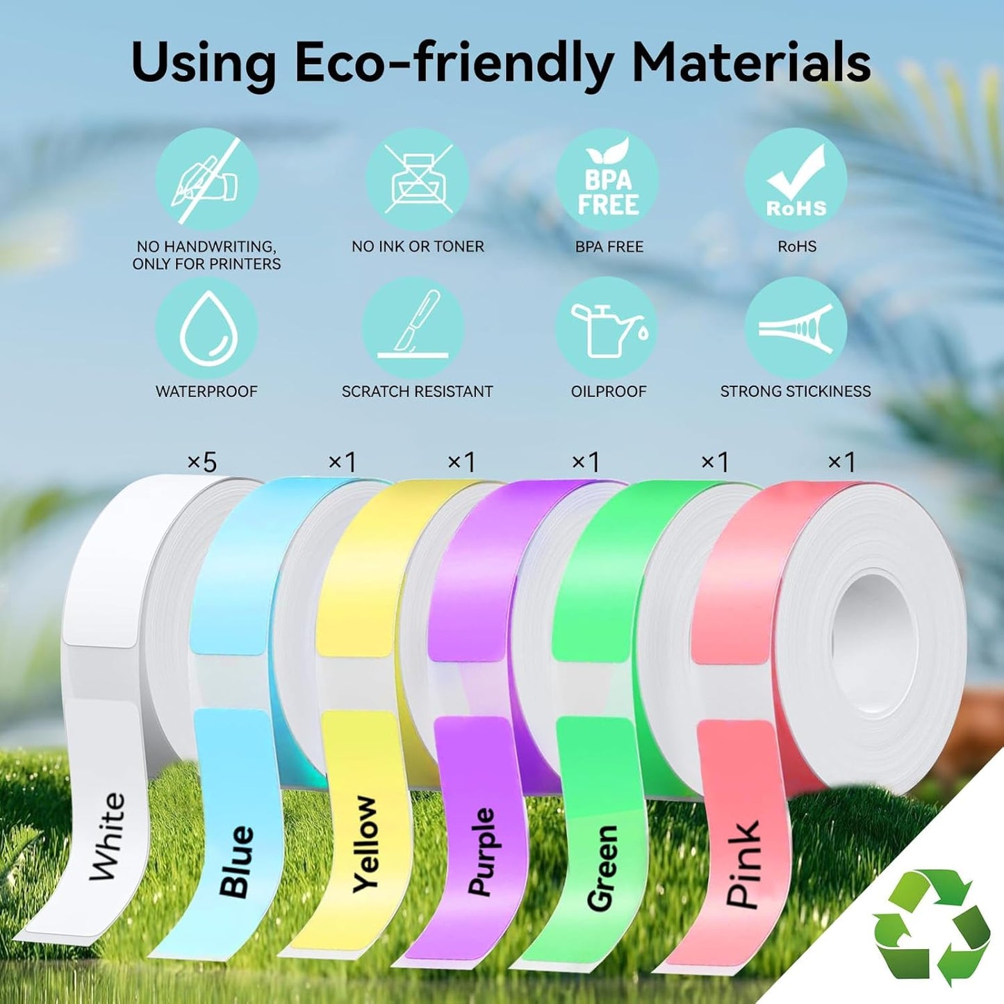 Label Maker Tape Refill 15mm 0.47 Standard Laminated Thermal Label Tape Replacement 0.59"×1.57"(15×40mm), 1650 Labels/10Rolls/Pack, High Definition Labeling Tape for Home Office School Hotel