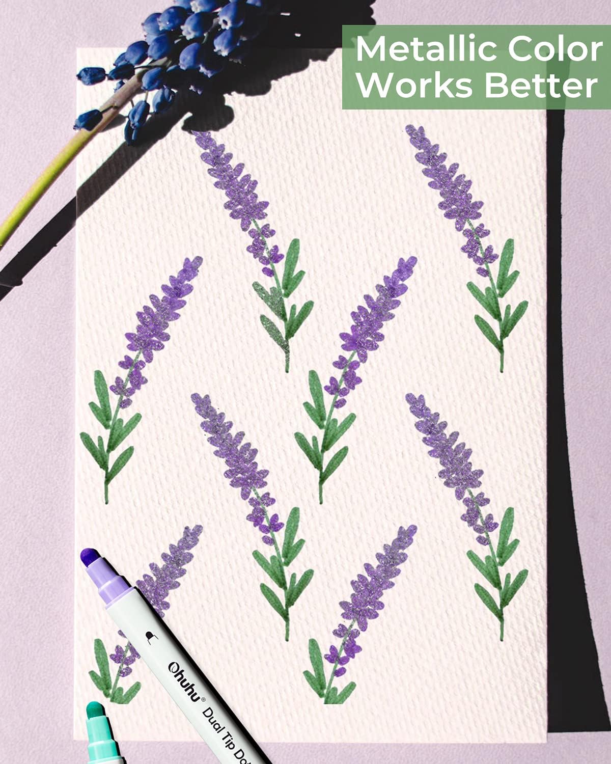 Ohuhu Dual Tip Dot Markers: 15 Colors Dot Marker Pens (Fine & Dot) for Kids Adults Water-Based Ink Metallic & Regular Colors Dot Pens for Journaling Scrapbooking DIY Highlighting Drawing Markers