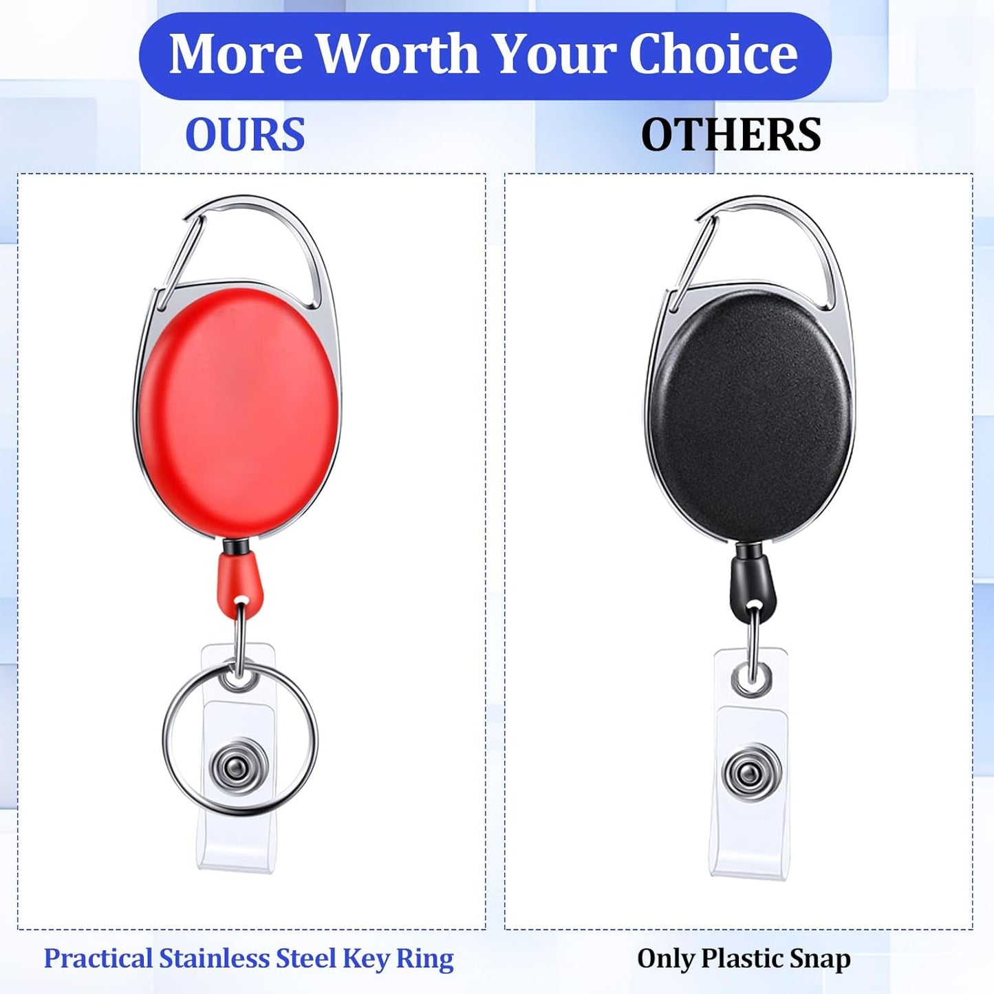 Yaomiao 120 Pack Retractable Badge Holder Reel with Clips Heavy Duty ID Card Holder Reels Bulk with Key Ring for Office Worker Doctor Nurse Employee School Students (Mixed Colors)