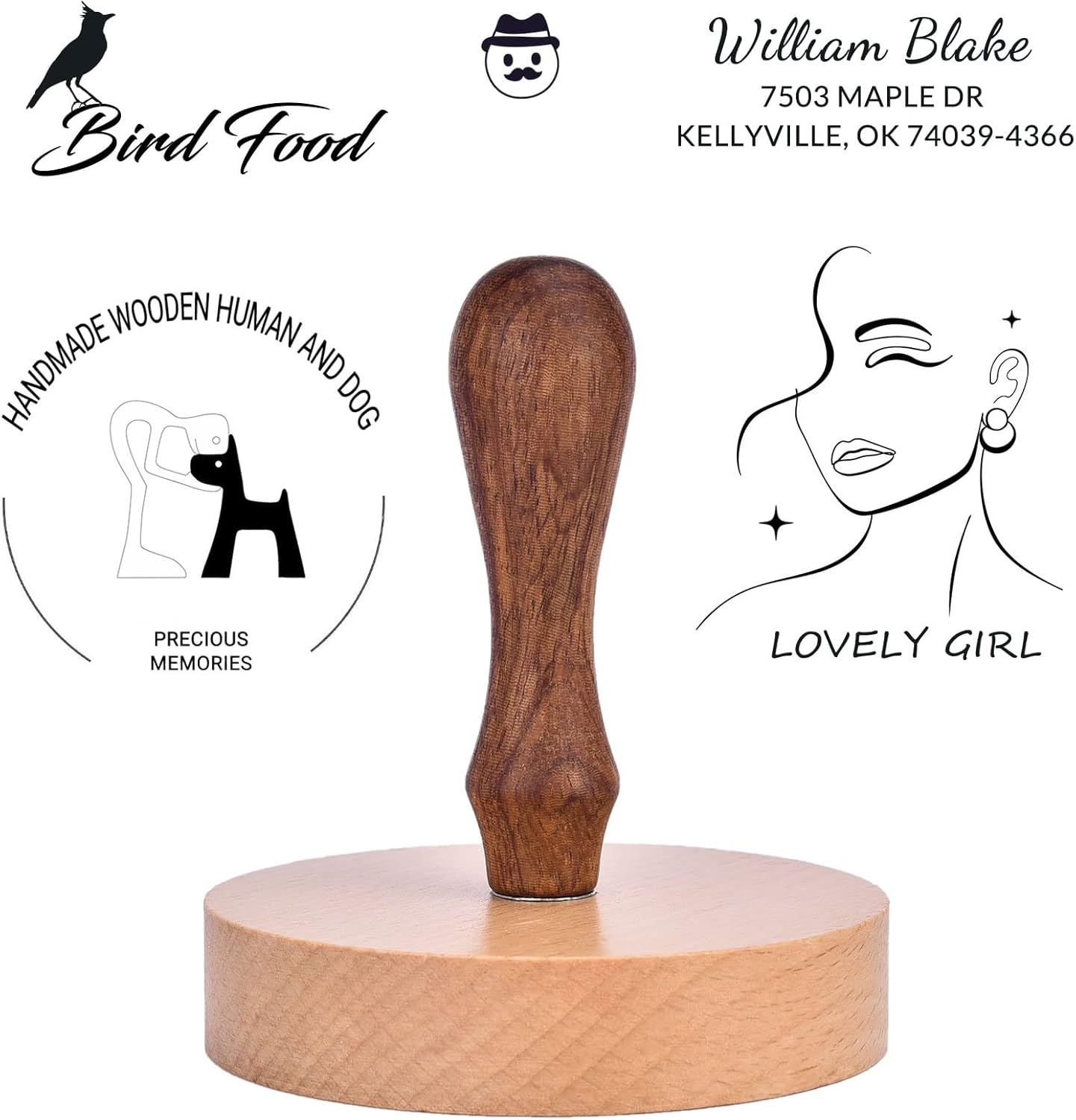 Custom Stamp - Personalized Logo/Address/Name Stamp Multiple Sizes Wooden Rubber Stamps