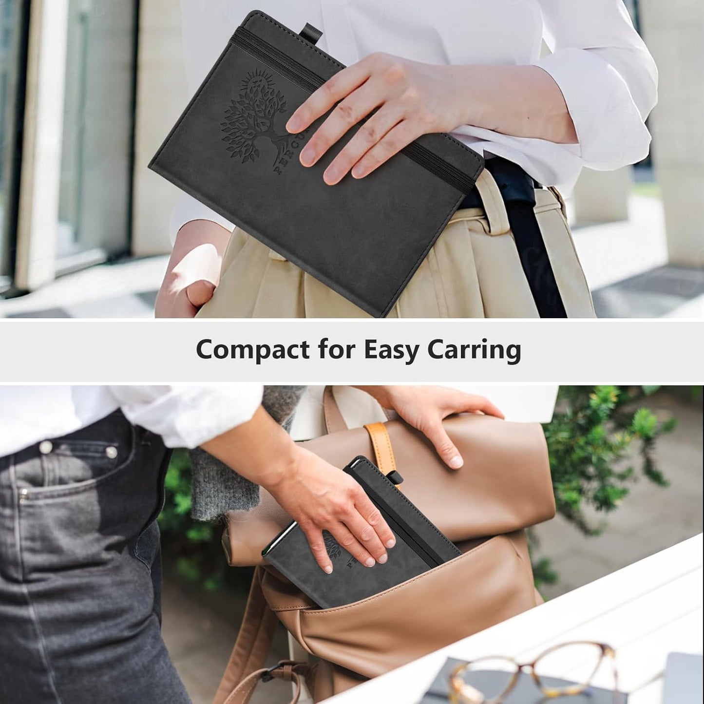 Dotted Journal Notebook for Men & Women, 160 Pages Dot Grid notebook for Note Taking, Bullet Journaling Notebook for Work, School, Travel, Writing, A5 Hardcover 5.9" x 8.5"(Black)