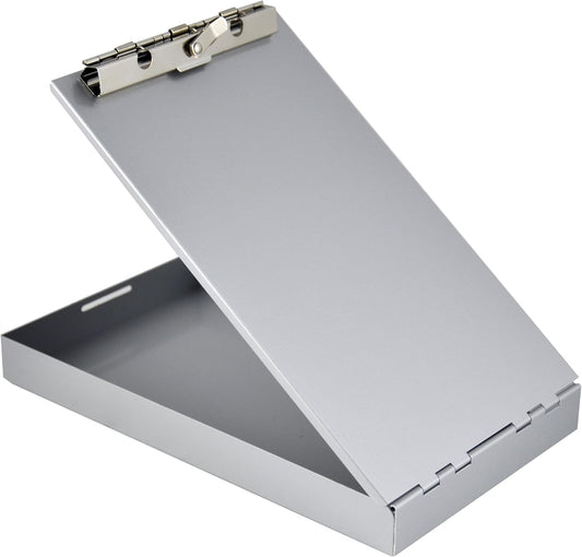 Saunders Silver Memo Size Aluminum Redi Rite Storage Clipboard with 1 Inch Storage Compartment and Self Locking Latch - Form Holder Perfect for Contractors, Truckers, and Office Use
