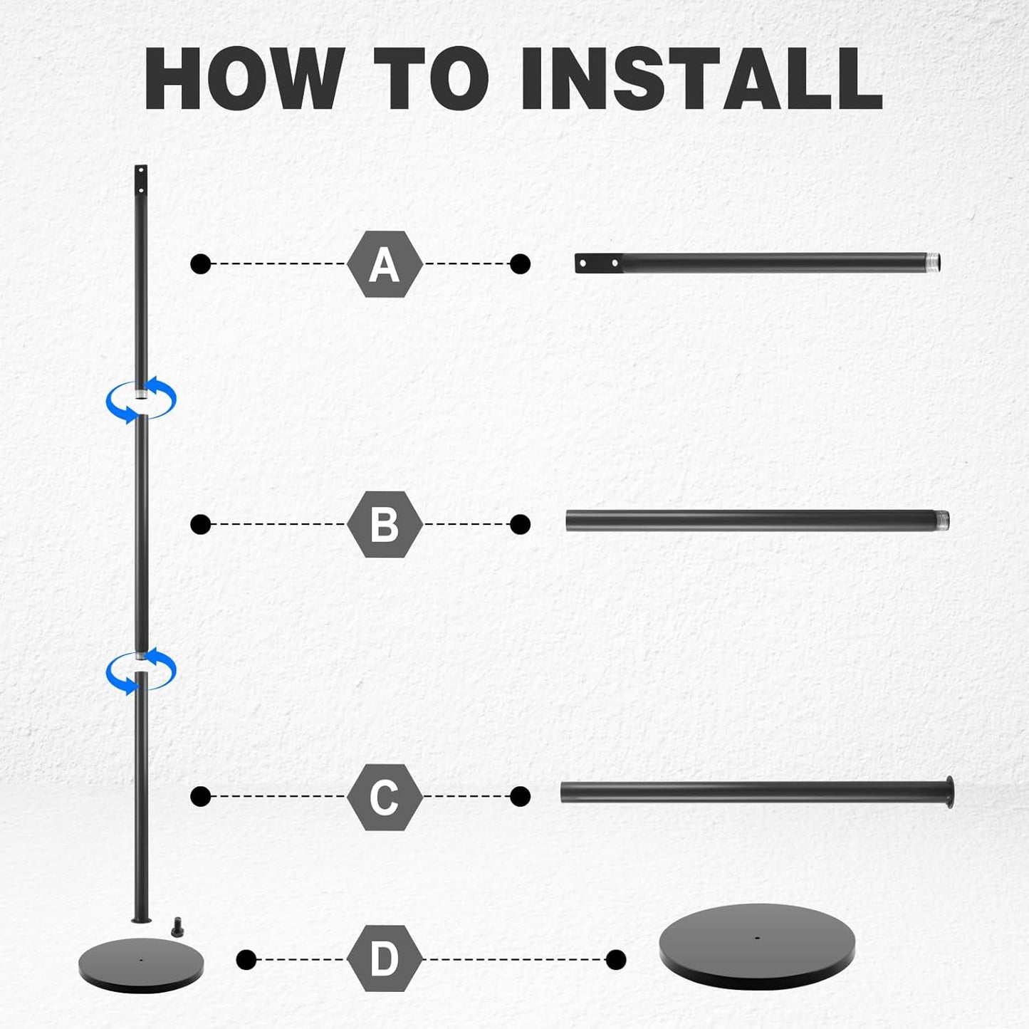 52 Inch Floor Stand for Take a Number System Ticket Dispenser and Sign, Heavy Duty Ticket Dispenser Holder with Round Base Mounting Hardware 4 cm Hole Space for Gag Gift Queue
