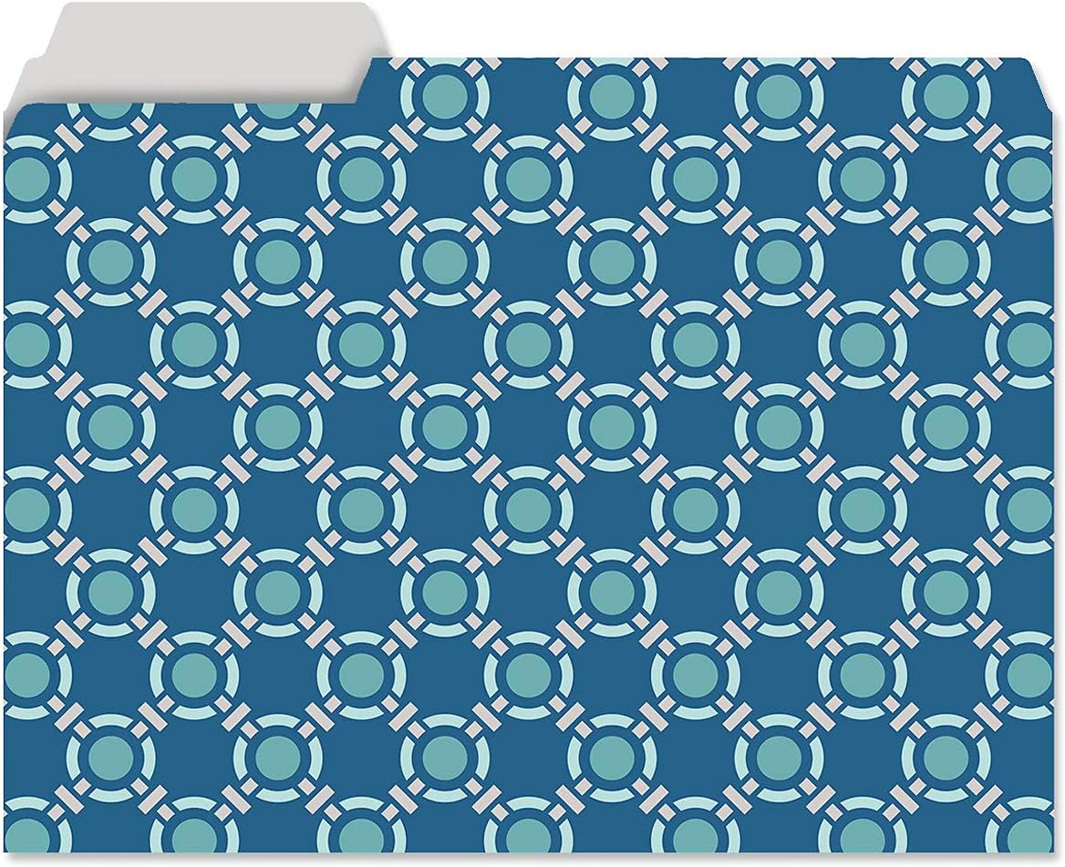 Current Coastal Blues File Folders Value Pack - Bulk Set of 24, 6 Pretty Decorative Designs, 1/3 Cut Tabs, Heavy-Duty Paper Stock, Office Supplies for Home & Work, 9-½” x 11-¾” Letter Size