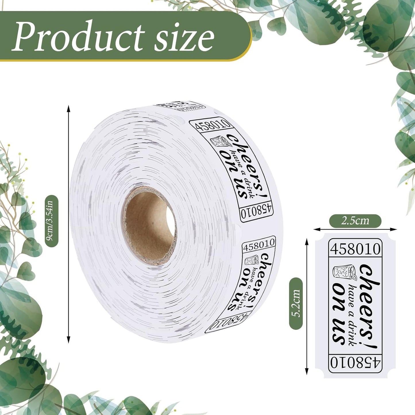 TaoBary 2 Rolls 1000 Pcs Free Drink Ticket Roll Raffle Party Tickets for Events Wedding and Parties(Wedding)