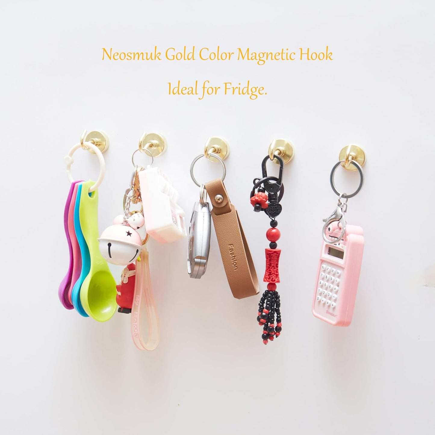 Neosmuk Magnetic Hooks Heavy Duty,Strong Magnet with Hook for Fridge, Super Neodymium Extra Strength Industrial Hooks for Hanging, Magnetic Hanger for Toolbox, Cruise, Grill(Golden,4 Pack)