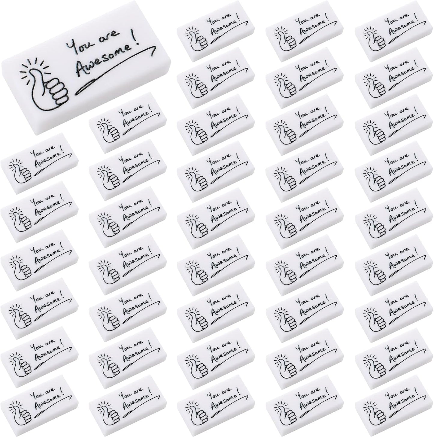 Fuutreo 100 Pcs Welcome Back to School Gifts for Students Inspirational Pencil Erasers Bulk You are Awesome White Cute Fun Erasers First Day of School Gifts Classroom Prizes from Teachers