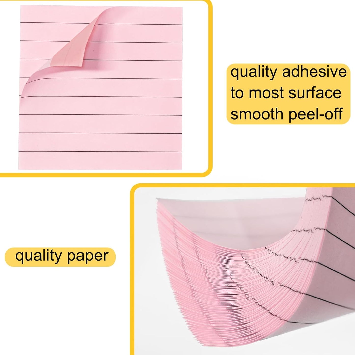 48 Pack 3840 Sheets Lined Sticky Notes 3X3 in Ruled Self Sticky Note Pads 80 Sheets/pad Colorful Sticky Notes with Lines Post Notes for Office, Home, School, Meeting
