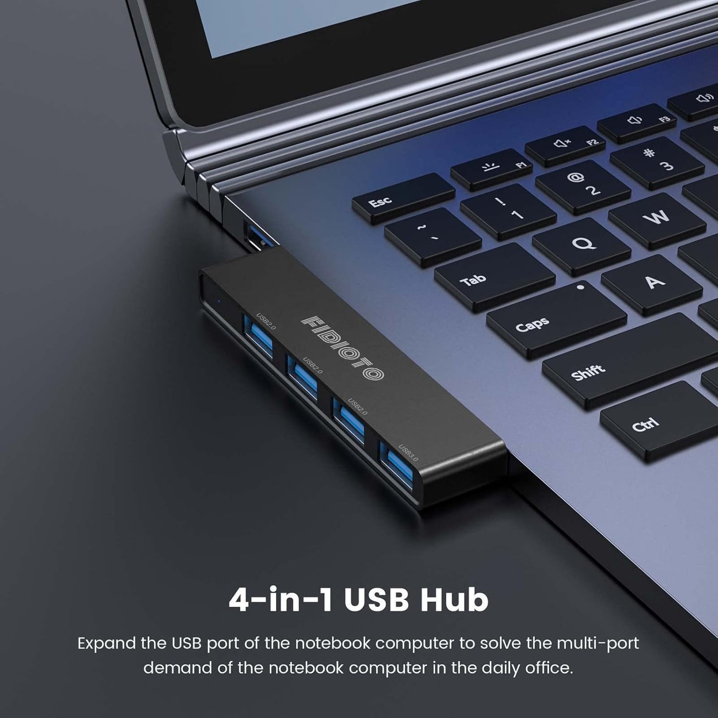 USB Hub 2Pack, Fidioto 4 Port Network-Hub(1 * 3.0 Hub, 3 * 2.0 Hub), USB Expander Hub for Laptop, iMac Pro, MacBook Air, Mac mini/Pro, Surface Pro, Notebook PC, USB Flash Drives and Mobile HDD Etc.