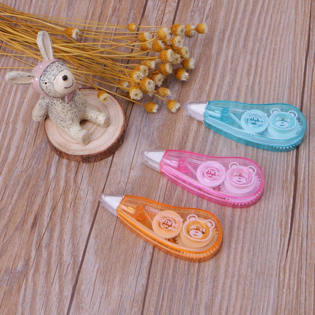 3Pcs Random Color Premium White Correction Tapes, Tear Resistant, Clear, Easy Office Supply Stationery, Correction Tape