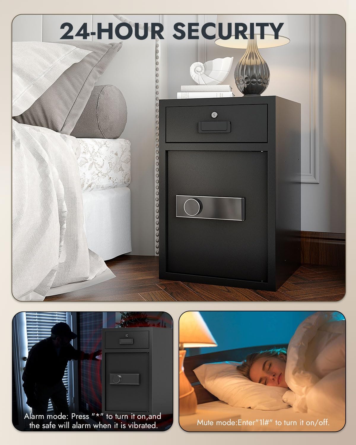 5.1 Cu Ft Safe for Home with Fireproof and Waterproof Document Bag Cash Money Drawer Safe with Digital Keypad Alarm System Removable Shelf Security Safes for Money Cash Documents Medicines