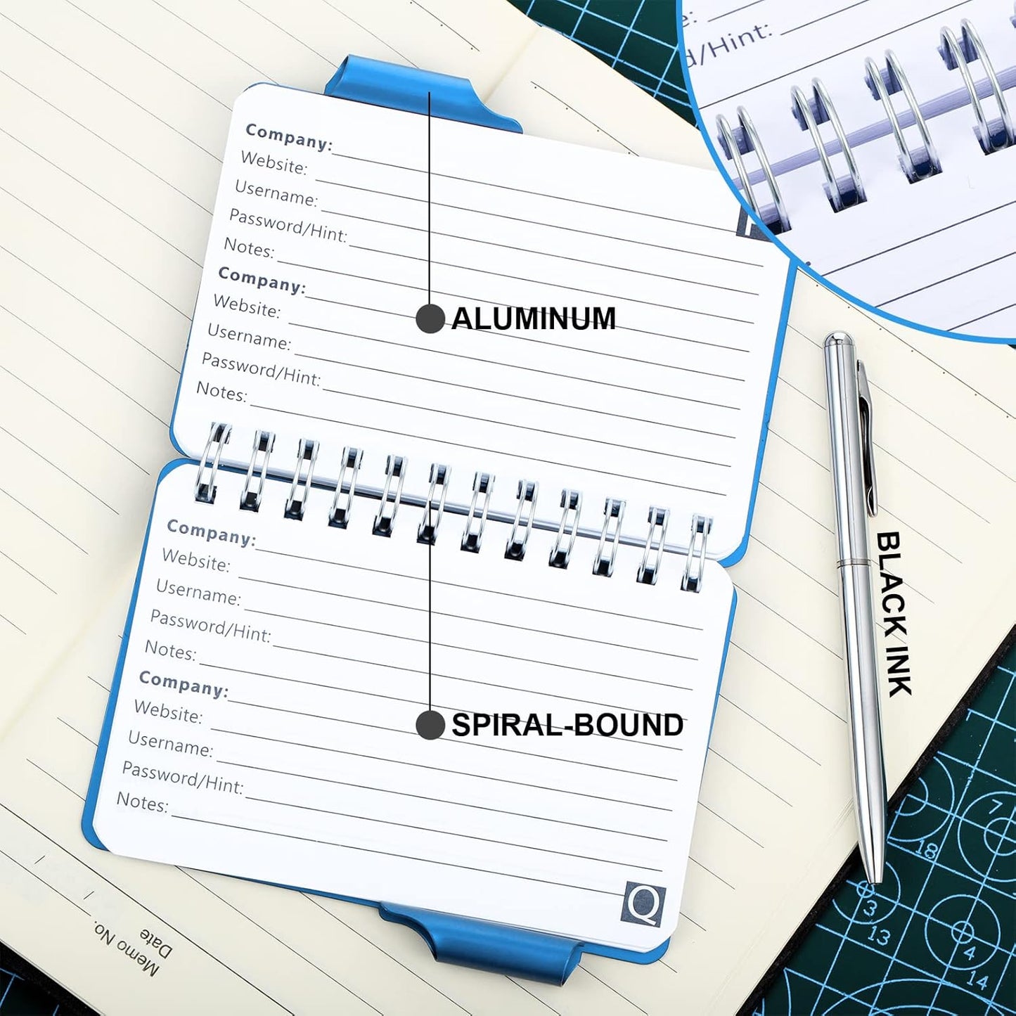 Zonon 2 Pcs Mini Password Book with Alphabetical Tabs Metal Password Keeper Book Portable Organizer Elegant Mandala Pattern Notebook with Pen, Spiral Bound for Information(Blue, Rose Red)