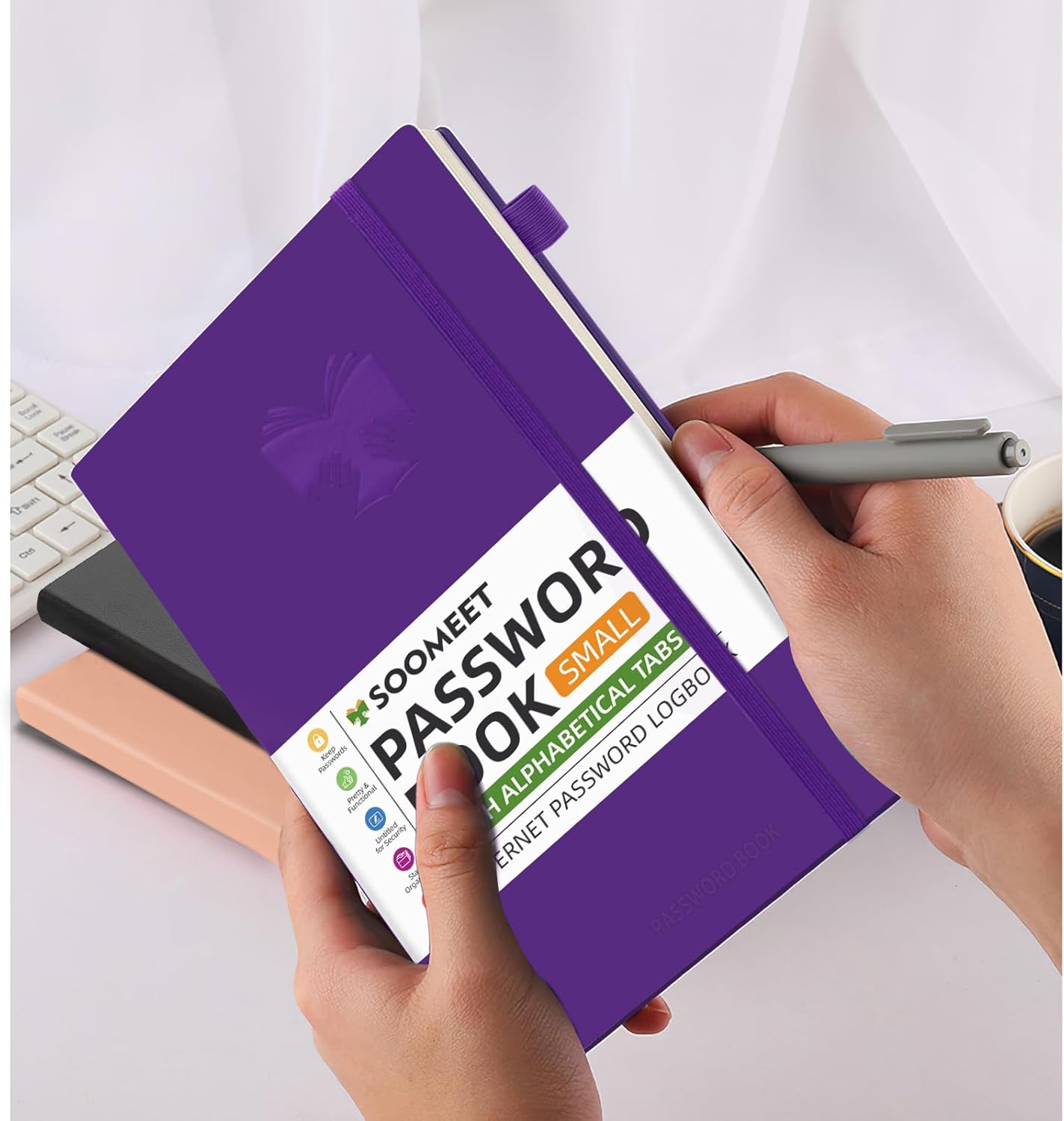 Password Book with Alphabetical Tabs, Hardcover Password Keeper, Size 4.4''x 6.1'' Password Notebook for Saving Internet Login, Username, Password Organizer for Computer & Website Logins,