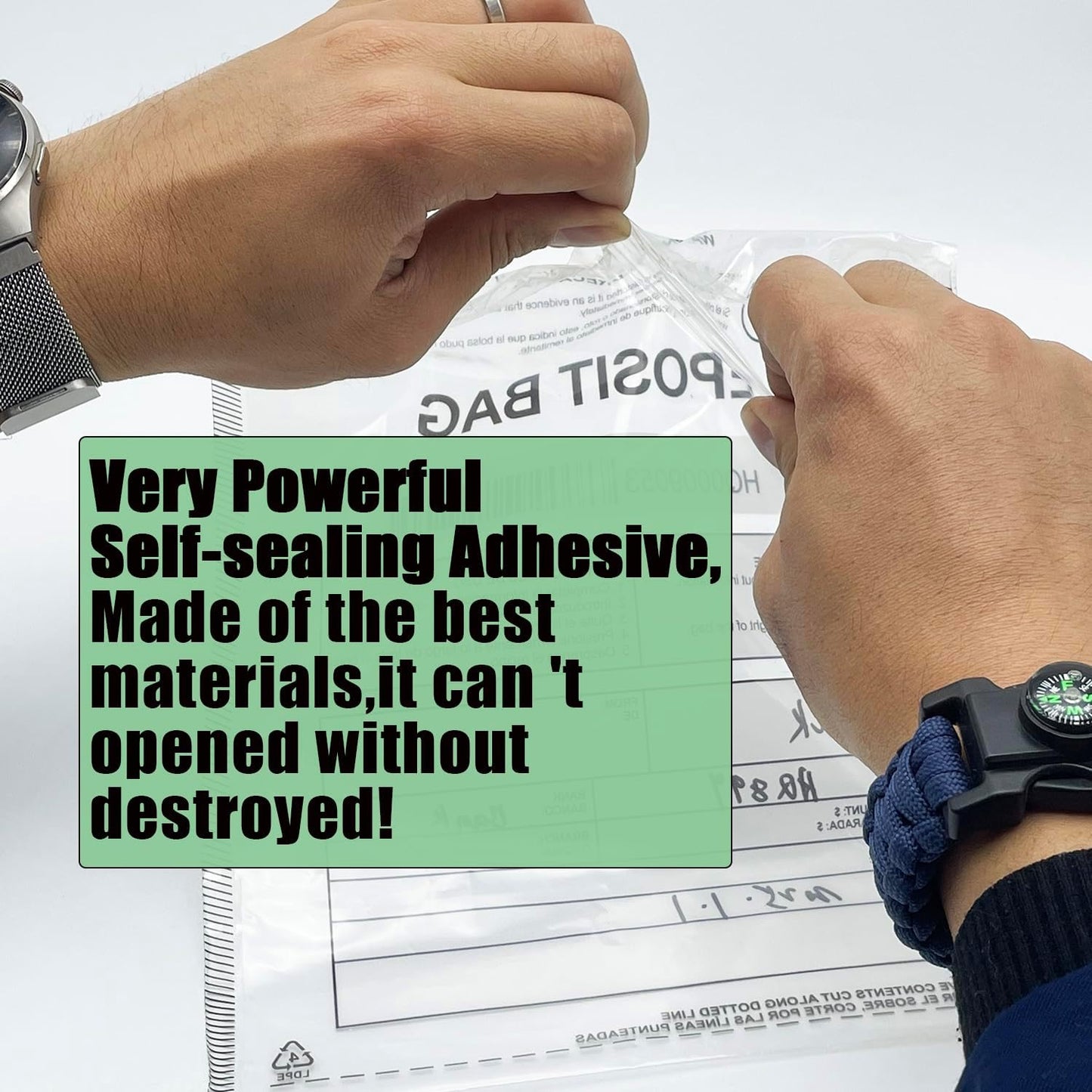 Plastic Deposit Bags 100-Pack Clear 9.5''x 15'', Security Bank Deposits Cash register Money bag for Cash,Bank Pocket,Tamper-Evident,Unique Barcode