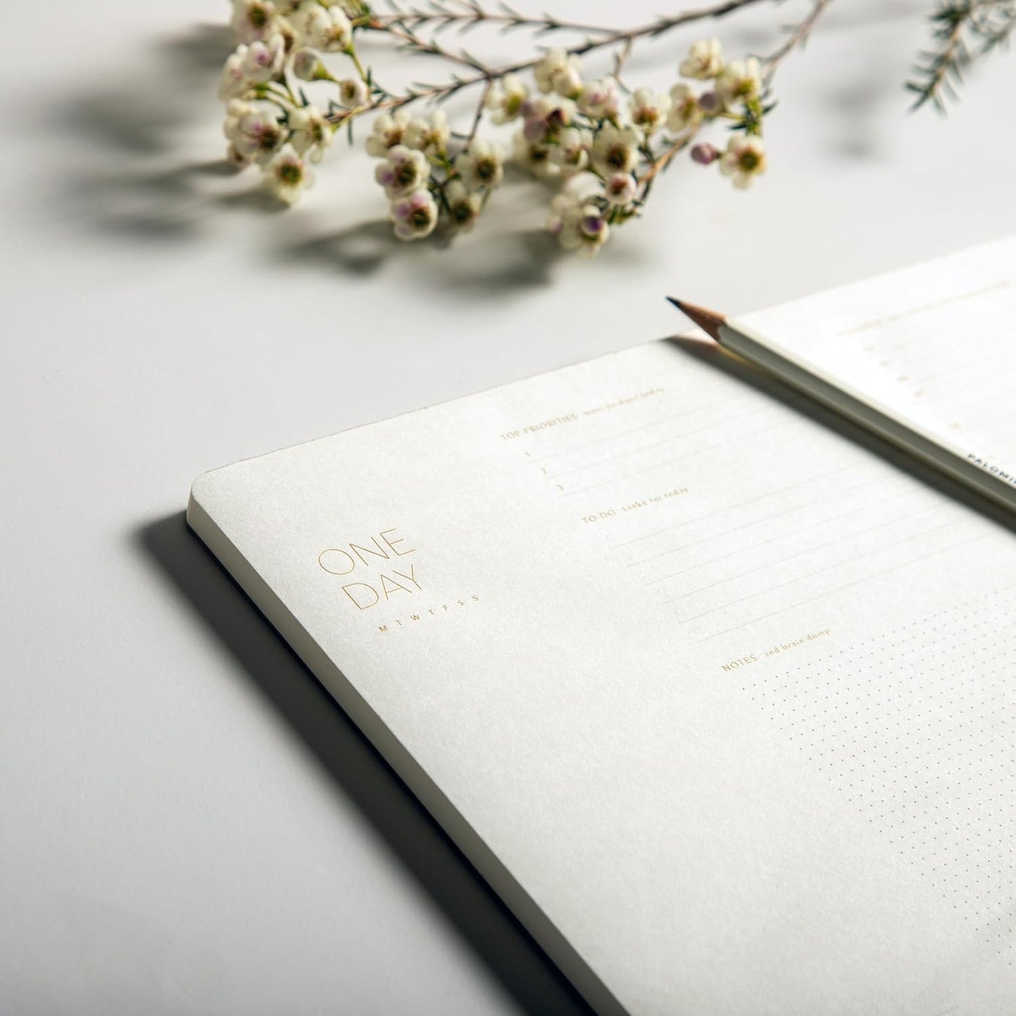 One Day, Elegant Daily Desk Planner, Gold Foiled, Minimalist Productivity Planner Pad, Time Blocking Hourly Schedule, To Do List Notepad, A4, 52 Pages, FSC™ Certified