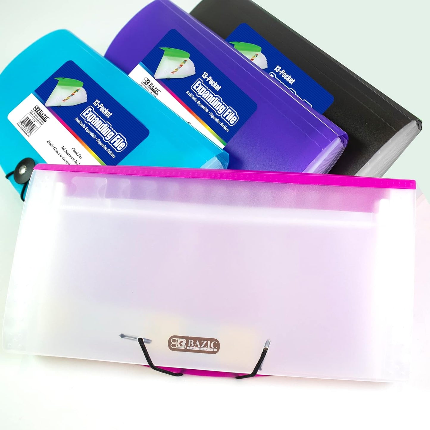 BAZIC Expanding File Folder 13 Pockets, Coupon Size Plastic File Folders w/Color Tabs Pocket, Home Office Supplies, Check Bills Receipts Organizer, 72-Packs