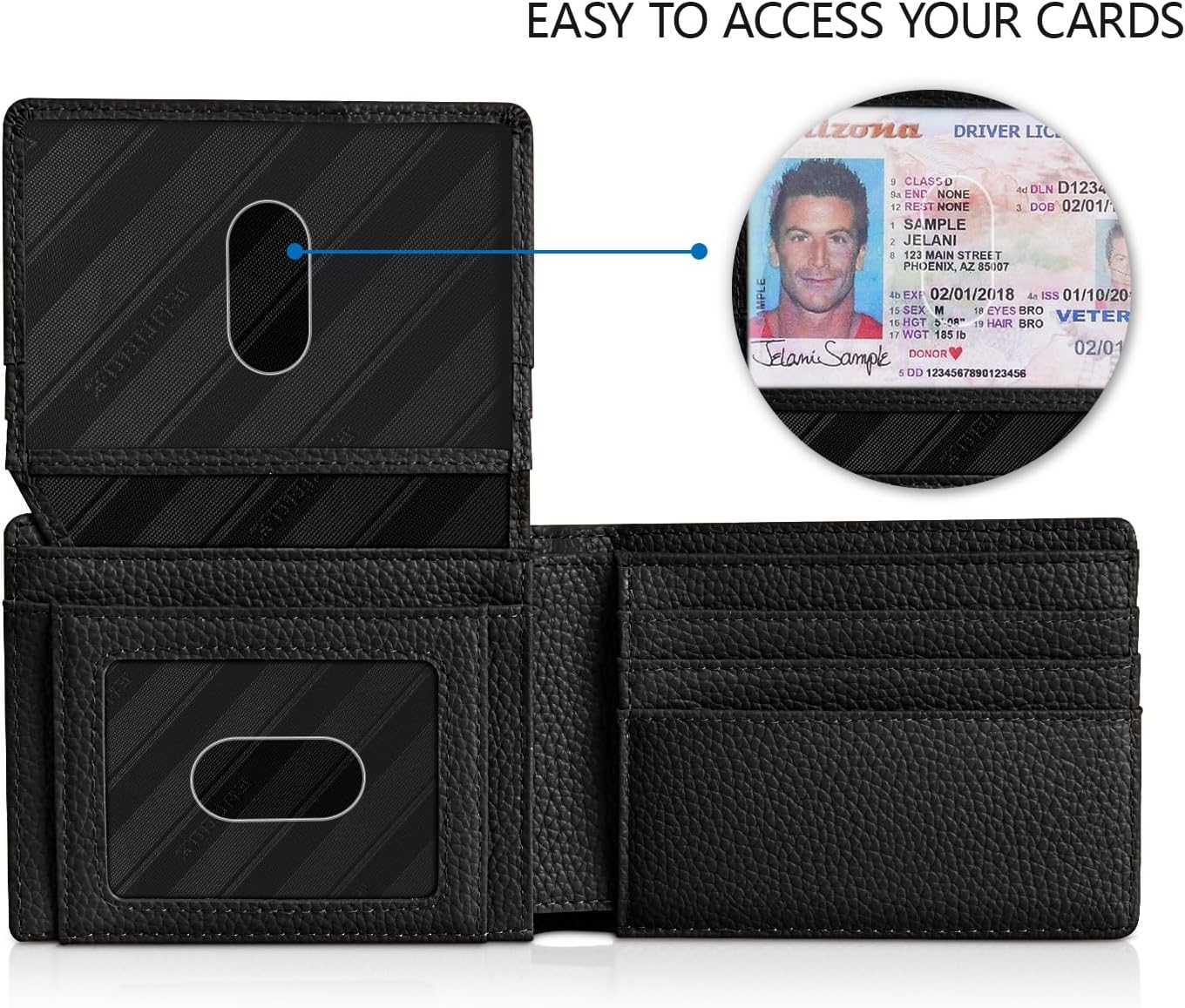 RUNBOX Wallet for Men Slim Rfid Leather 2 ID Window With Gift Box