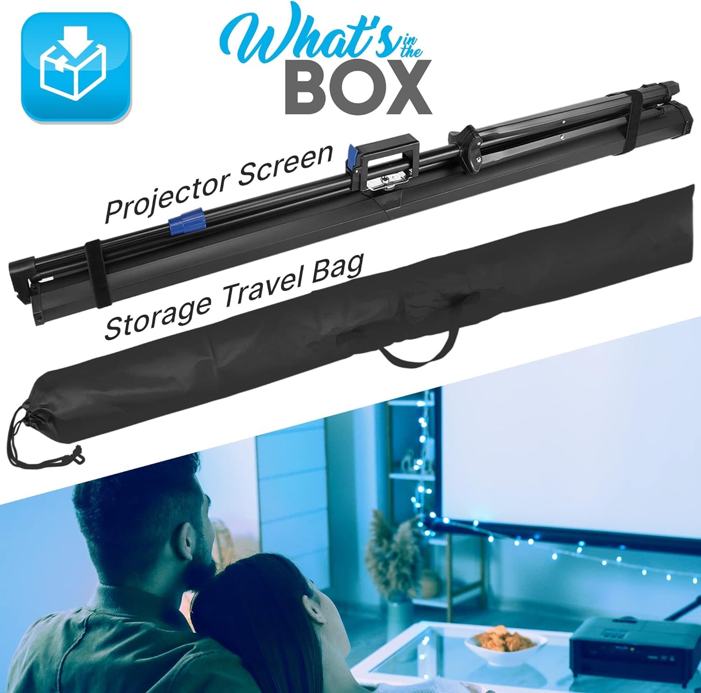 Pyle 60 Inch Portable Projector Screen with Tripod Stand – Fold Out Roll Up, HD Premium 16:9 Aspect Ratio, Matte Viewing Surface for Indoor and Outdoor Use, Perfect for Home, Office and Presentations