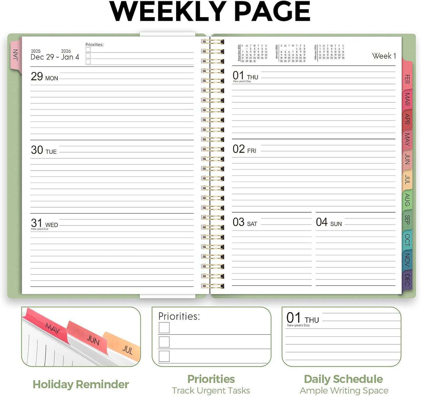 Planner 2026, 8.5" x 11" Monthly & Weekly Planner with Tabs, JAN - DEC 2026, Goal Setting & Time Management Organizer for Professionals & Students