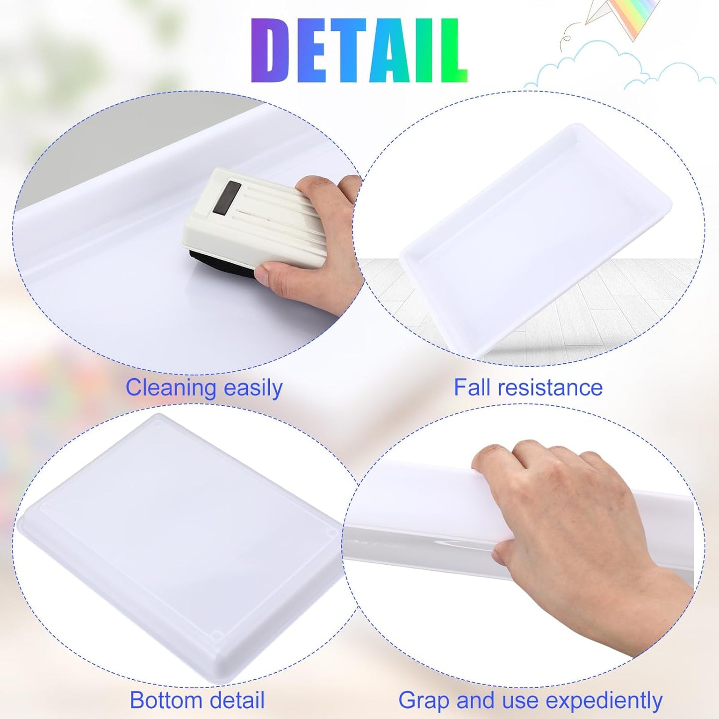 Maitys 15 Pcs Flat Plastic Trays 16.1 x 11.8'' Sensory Storage Tray Paper Stackable Classroom Bins for Office Home Organizer Arts and Crafts Supplies(White)