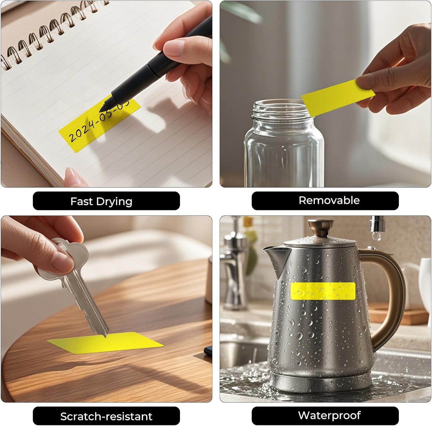 Colored Labels Stickers 3×1 Inch Rectangle Vinyl Yellow Sticker Removable Assorted Color Coding Name Tag for File Folder Classroom Office Inventory Marking 160 PCS