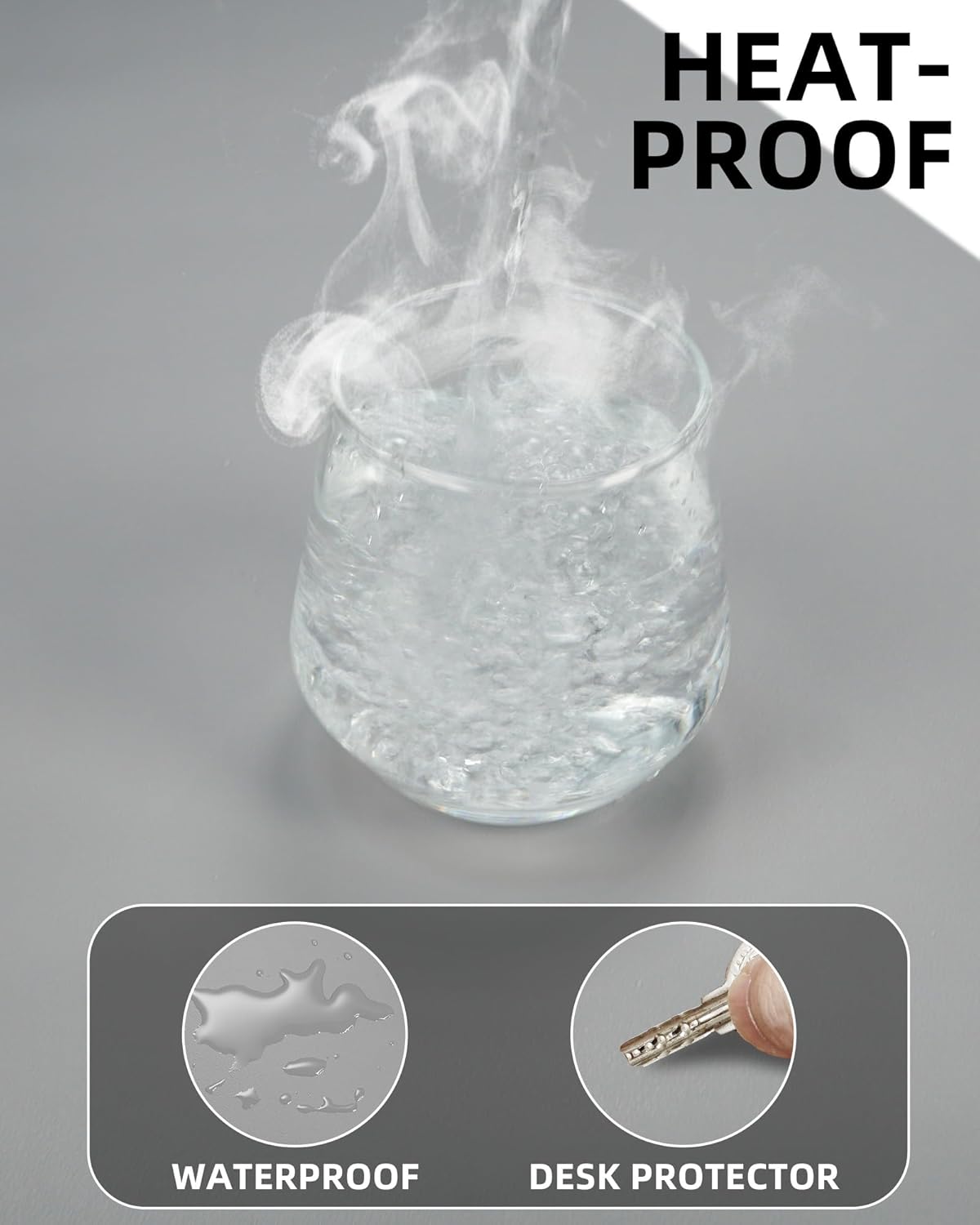 Leather Desk Pad Protector, Mouse Pad, Office Mat, Non-Slip PU Leather Blotter, Laptop Pad, Waterproof Writing Pad for Office and Home (Light Grey, 31.5" x 15.7")