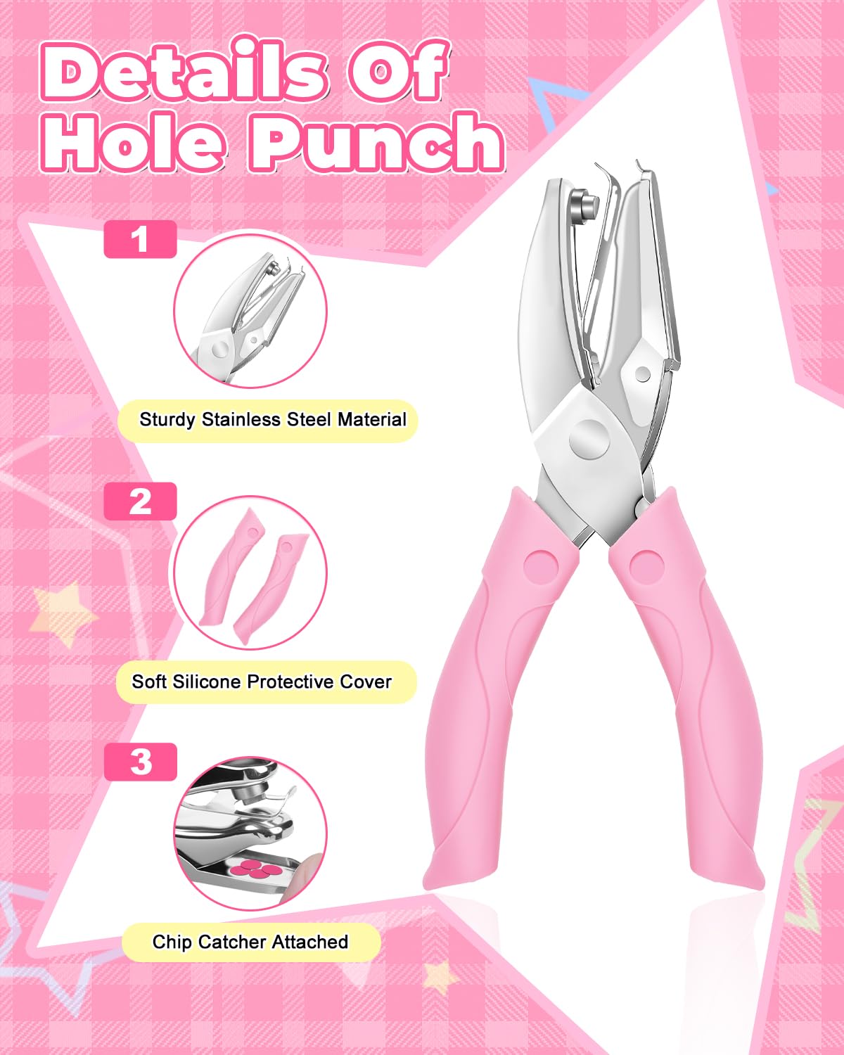 UCEC 200 Pieces Punch Cards for Classroom with Circle Hole Puncher, Incentive Loyalty Reward Card with Handheld Single Punch Kit to Behavior for Business Home Classroom School Kids Students Teachers