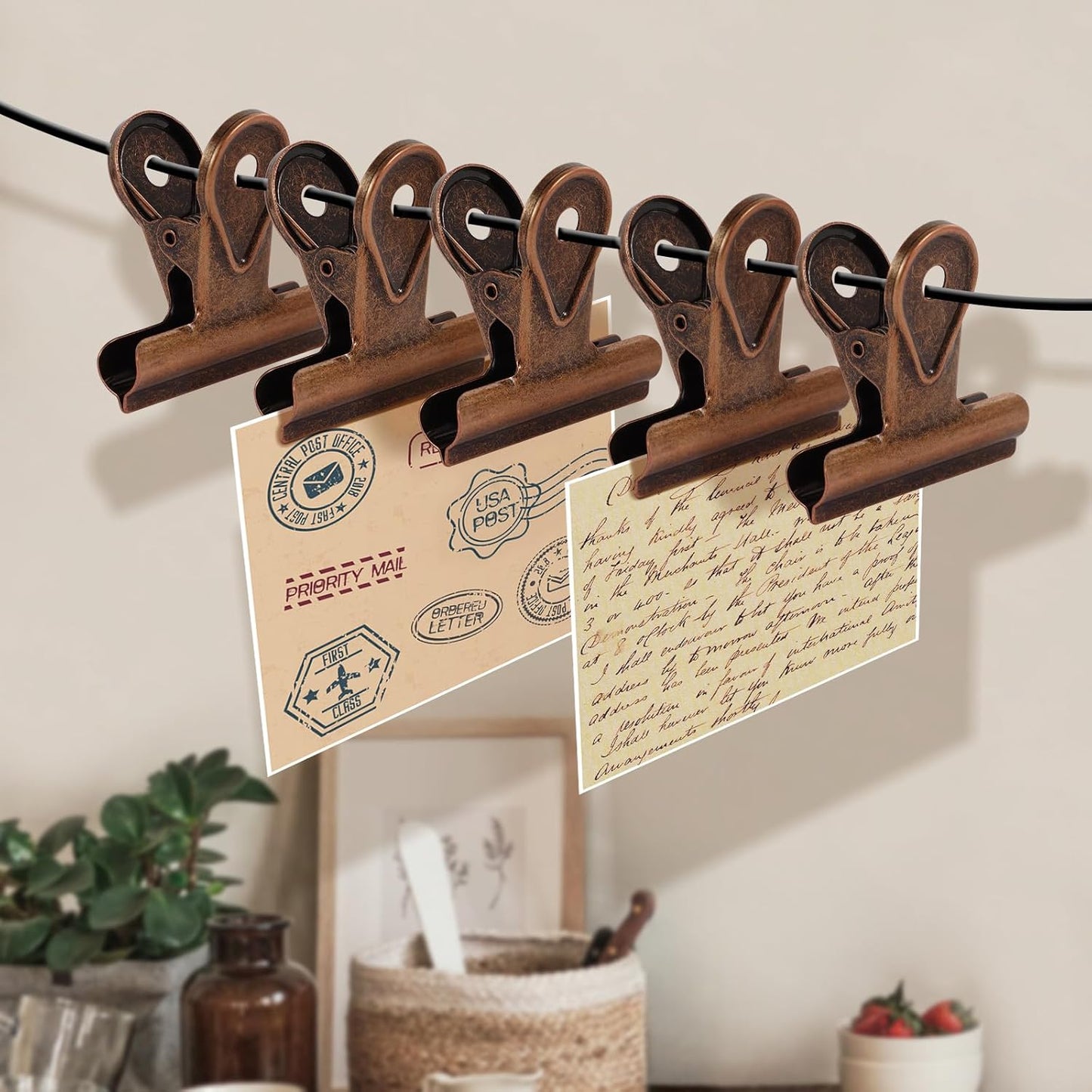 SIAMESE Bulldog Clips, 8 Pcs Binder Clips for Office & Kitchen, Multi-Purpose Binder and Food Bag Clamps for Sealing, Storage, Hanging (Red Bronze)