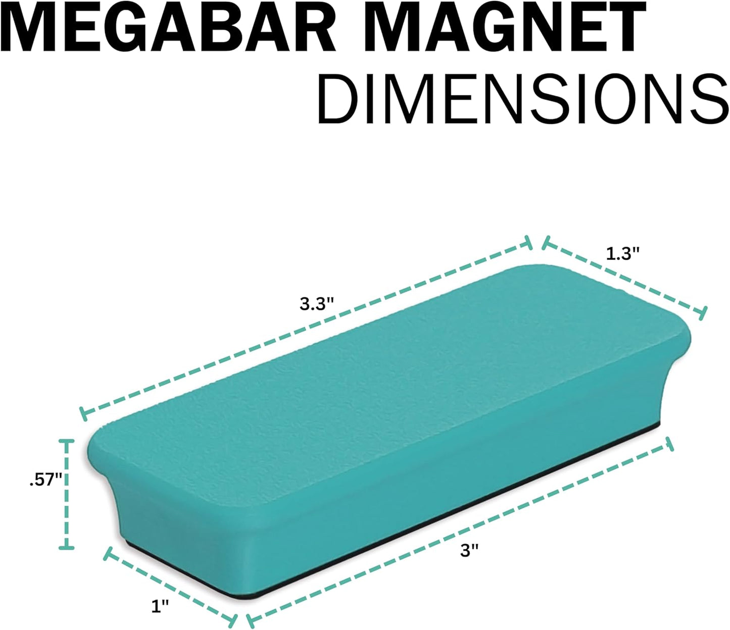 Glassboard Studio Mega Magnets - Neodymium - Heavy Duty, Colorful, Ergonomic, Ideal for Crafting, Quilting, and as Magnetic Knife Holders (12, Seaside Teal Bar)